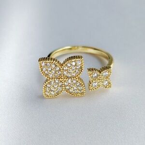 Double Flower Ring 18k gold plated
